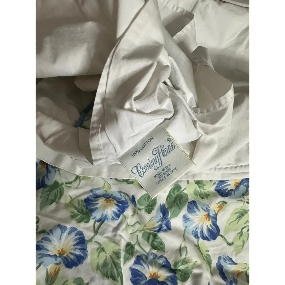 Vintage Lands End Coming Home Morning Glory Floral Garden Duvet Set Queen USA